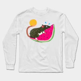 Summertime Rat on a Watermelon Slice Long Sleeve T-Shirt